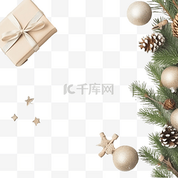 木框板图片_圣诞贺卡，白色木质上有复制空间