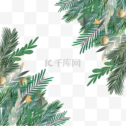 圣诞植物水彩装饰边框
