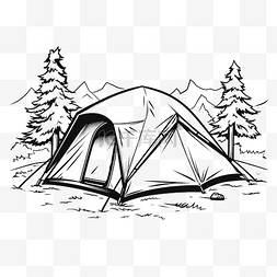 露营帐篷线条艺术