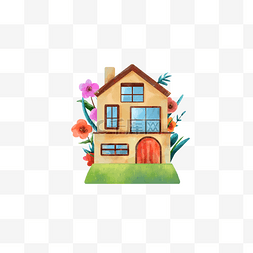 房子装修图标图片_房屋水彩简单房子