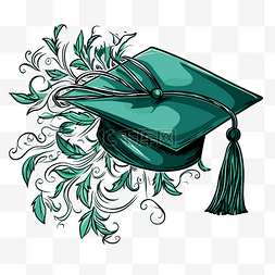 绿色毕业帽 向量