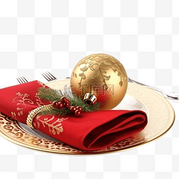 餐布桌面图片_圣诞餐桌布置，配有圣诞树枝和圣