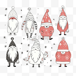 手绘可爱卡通老人图片_可爱的圣诞节斯堪的纳维亚侏儒线