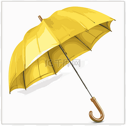 木杆卡通图片_黄色雨伞 向量