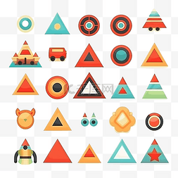 玩扁平图片_金字塔玩具扁平元素玩具元素贴纸