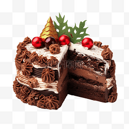 营养早餐食品图片_传统意大利圣诞蛋糕，配有巧克力