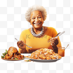 微笑的非洲裔美国祖母在与大人庆
