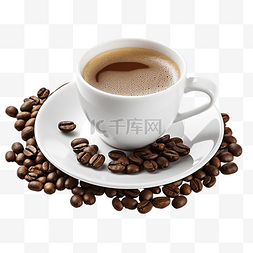 一杯咖啡和咖啡豆