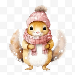 冬天气温低图片_冬天戴着黄色围巾和粉色帽子的水