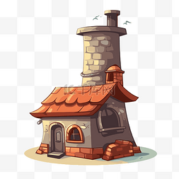 烟囱剪贴画卡通房子有烟囱和砖屋