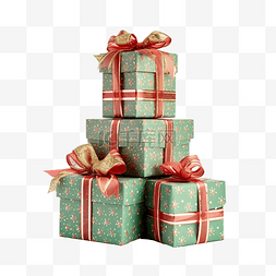 礼品带绿色图片_工艺包装纸中的礼品盒，带有隔离