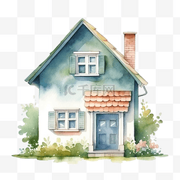 棕色水彩图片_水彩画的小房子