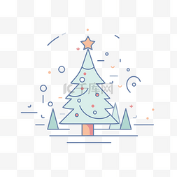 黑线圣诞树平面设计 向量