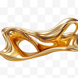 3d 抽象金铬液体形状
