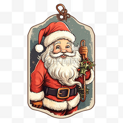 帮助老人打扫图片_圣诞快乐标签与圣诞老人复古矢量