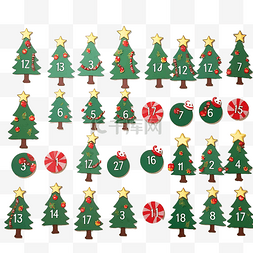 卡通树数图片_数数有多少棵圣诞枞树和圣诞花环