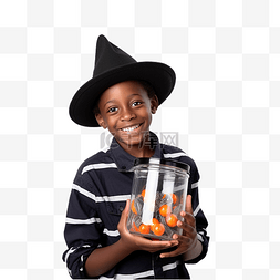 开朗男孩图片_戴着巫师帽的开朗可爱的非洲裔美