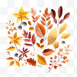 树叶组合装饰图片_创意秋季感恩节组合与装饰树叶