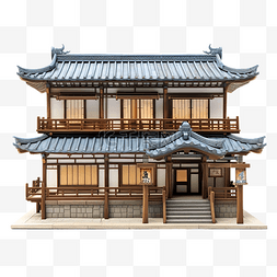 鰻魚图片_3d 两层日本房屋或餐厅旧复古风格