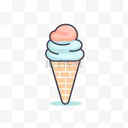 卡通粉色和蓝色冰淇淋甜筒图标 