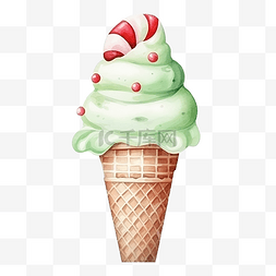 可爱风冰淇淋图片_水彩圣诞冰淇淋