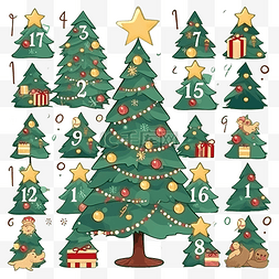 数数并匹配 数数圣诞树的数量并