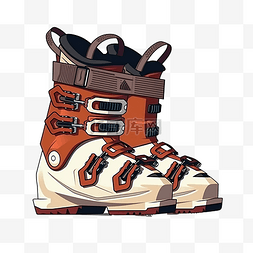 滑雪靴从顶视图插图以最小的风格