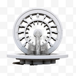 石佛雕像图片_现代喷泉与圆形轮侧视图概念照片