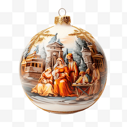 教会敬拜图片_圣诞树球与耶稣基督诞生的场景