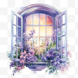 简洁花朵窗户元素立体免抠图案