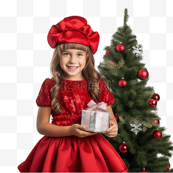 戴着圣诞老人帽子的女孩女孩装扮