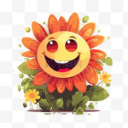 卡通笑脸向日葵图片_微笑的花 向量