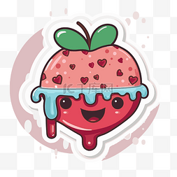可爱的草莓，粉色背景上有草莓滴