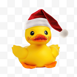 戴着圣诞帽的黄色橡皮鸭
