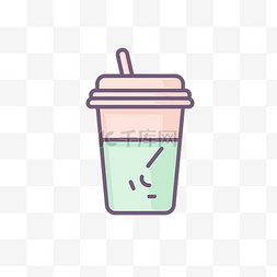 绿茶图标图片_该图标包括一杯绿茶和一根吸管 