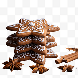 餐桌上的蛋糕图片_圣诞静物与吴上的传统姜饼饼干