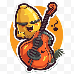 弹乐器的图片_弹吉他的香蕉音乐家的卡通人物剪