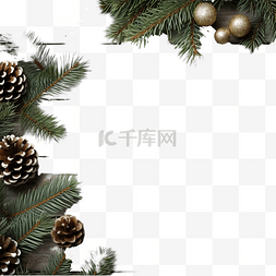 星形饰品图片_木质表面有冷杉树枝的圣诞装饰
