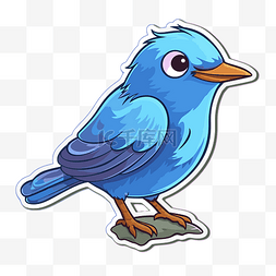 卡通蓝色羽毛图片_卡通蓝色小鸟贴纸图像 向量
