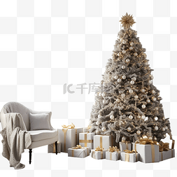 白房间图片_美丽的霍尔迪装饰的房间里有圣诞