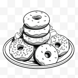 烘焙店图片_黑白着色的甜甜圈和糕点矢量