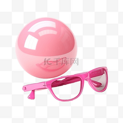 夏季活動图片_3d 粉色充气球海滩漂浮带太阳镜隔