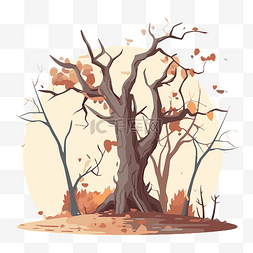 秋天森林卡通图片_沒有葉子的樹 向量