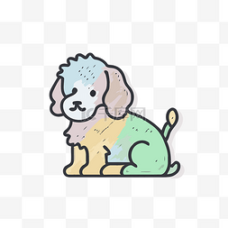 矢量贵宾犬图片_可爱的贵宾犬形状的狗图标，彩虹