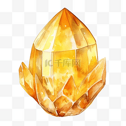 水晶黄水晶的水彩插图