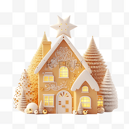 冬天动物食物图片_圣诞快乐房子装饰