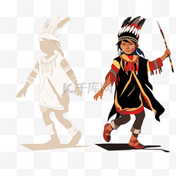 穿着美国原住民服装的男孩的颜色