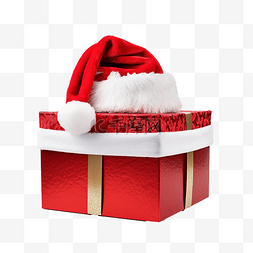 豪礼惊喜图片_圣诞礼品盒和圣诞老人??帽子隔离
