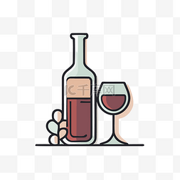 图标设计包括一瓶酒 向量