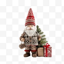 有圣诞树和礼物的斯堪的纳维亚侏
